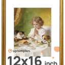 upsimples Vintage 12x16 Frame, Antique Gold Frame Displays 8.5 by 11 with Mat or 12 x 16 Without for Vertical or Horizontal Wall Decor, 1pack