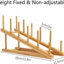 2 PCS Wooden Dish Rack Bamboo Drying Rack Stand Pot Lid Holder Kitchen Cabinet Organizer for Dish Plate Bowl Cup Pot Lid Cutting Board