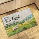 Lamb of God Christian Door Mat, Easter Welcome Mat, Christian Easter Bible Verse Front Doormats Indoor Outside Entrance, Easter Rugs for Kitchen Bathroom, Easter Lamb Decor17x29 Inch