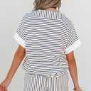 KevaMolly Womens Lounge Sets V Neck Tee and Casual Short Set Casual Pocket Decoration Two Piece Sets (White, XL)