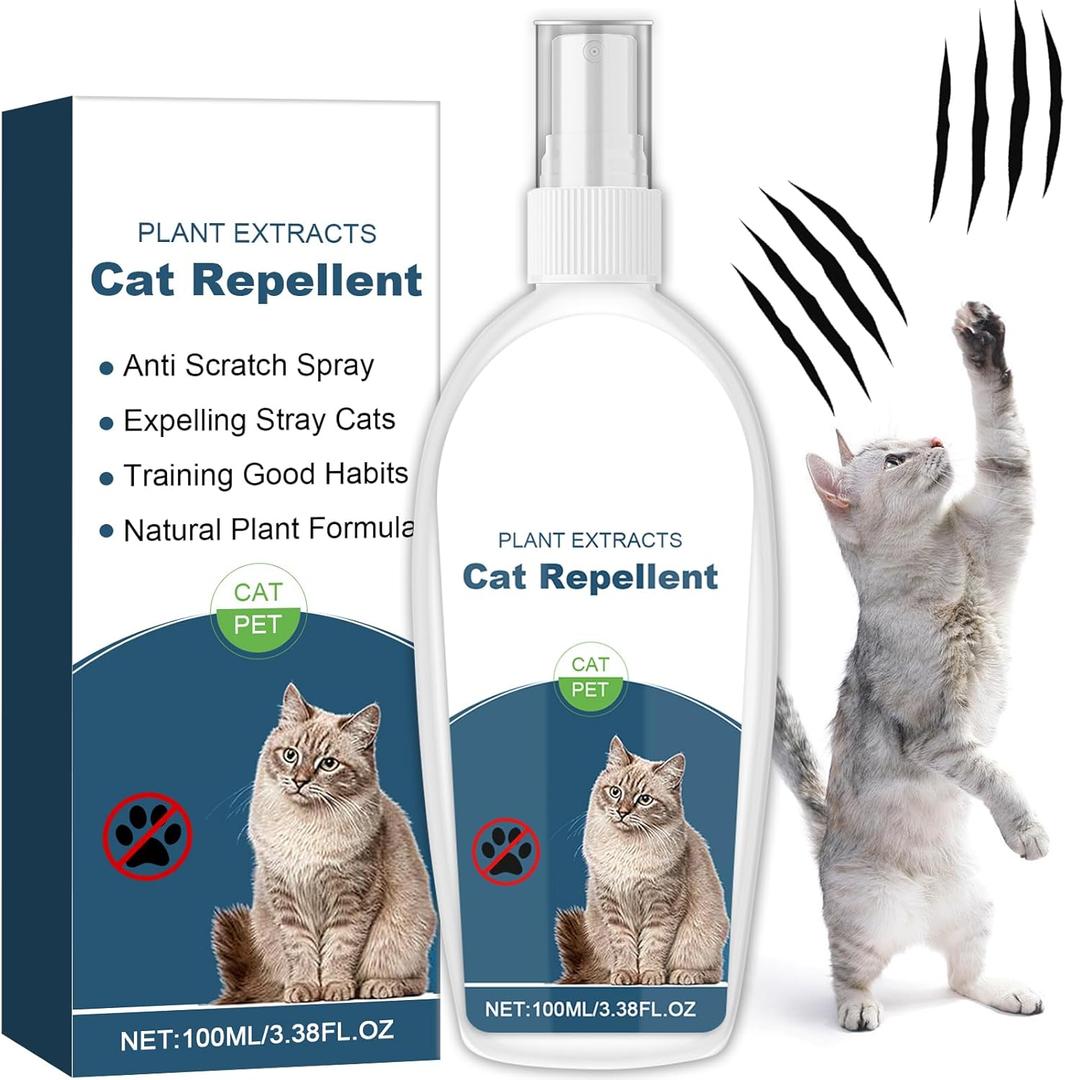 Cat Deterrent Spray, Botanical Cat Repellent Spray for Furniture, Gentle for Indoor & Outdoor Use, Helps Stop Urine Marking & Scratches, Effective Training Aid, 100ml - 1227