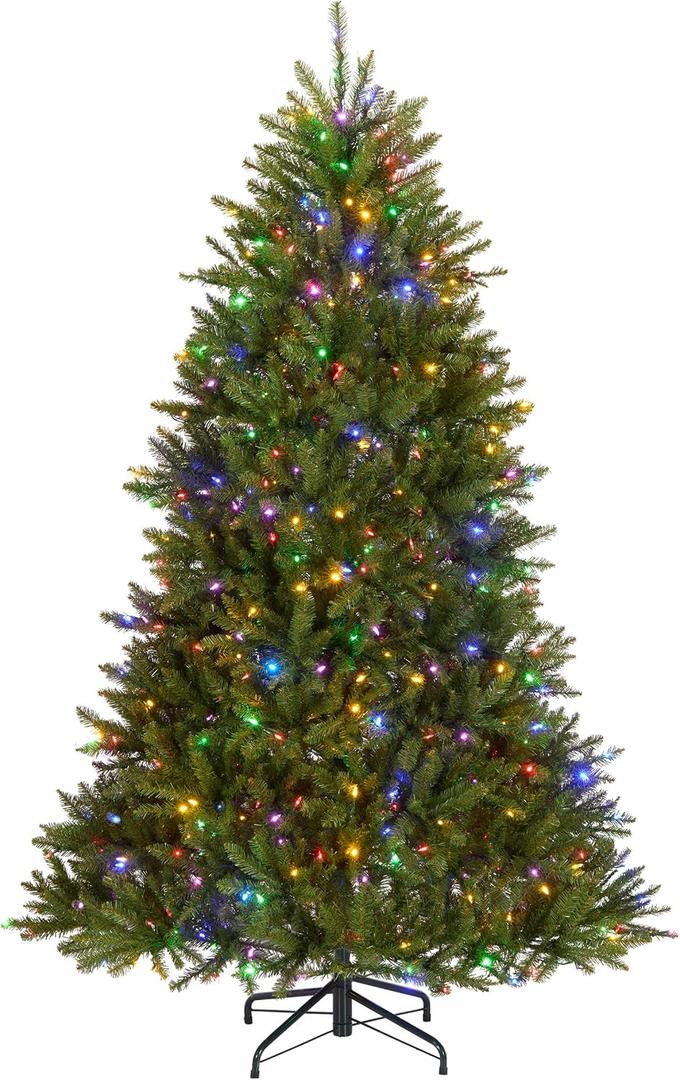 National Tree Company Pre-Lit Dunhill Fir Artificial Christmas Tree | 650 LED Lights, 2,144 Tips, 10 Light Functions, Power Connect, Foot Pedal, Includes Stand, Green, 6ft 6in, Christmas Tree 