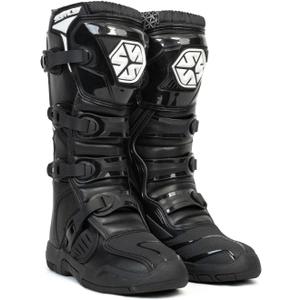 Scoyco Dirt Bike Boots for Men, Enduro Motocross Boots with Shin Guard & Ankle TPU Protection Full Leather Off-road Riding Boots, Size 10.5 (Black)