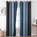 Estelar Textiler Black and Navy Blue Gradient Blackout Curtains for Bedroom 96 Inch Length, Thermal Insulated Ombre Drapes, Full Light Blocking Energy Saving Curtains for Living Room,52Wx96L,2 Panels (52"W x 96"L (Pack of 2))