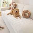 OstepDecor Washable Couch Cover for Dogs, Thick Pet Friendly Sofa Covers, Soft Couch Protector, Paw Cart Sofa Slipcovers, Cushion Protector for Leather, Sectional, Loveseat (27.6" x 59", White)