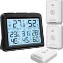 ORIA Indoor Outdoor Thermometer, Digital Hygrometer Thermometer with 3 Wireless Sensors, Temperature Humidity Monitor Meter with LCD Backlight, for Home, Office, Bedroom, Black