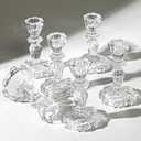 4" Tall Glass Candlestick Set of 6 Clear Crystal Candle Holders for Glass Taper Holder Decor for Wedding Birthday Party Christmas (Clear)