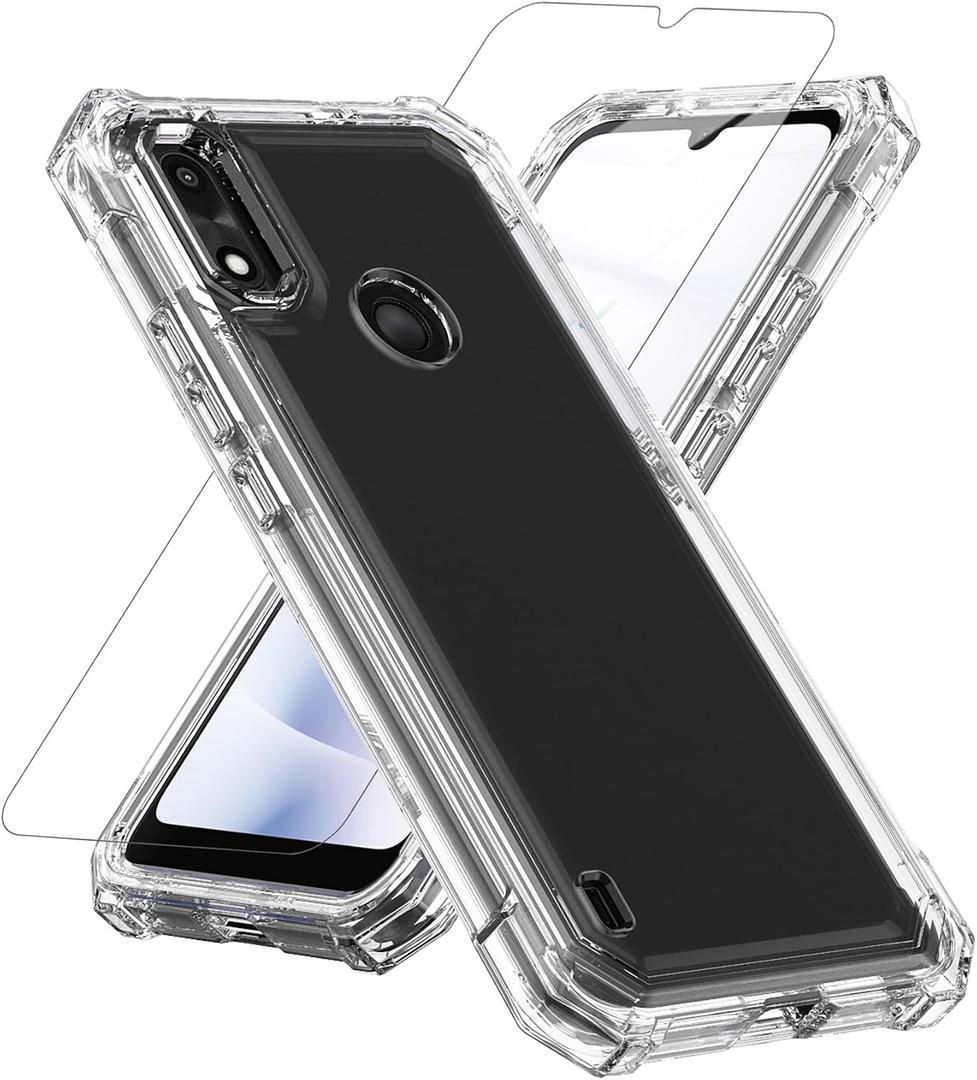Compatible with Gabb Phone 4 Case, with Screen Protector Hard PC Front Frame and Soft TPU Back, Shockproof Bumper Case (Clear, Gabb Phone 4)
