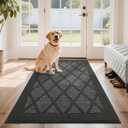 COSY HOMEER Non-Slip Door Mat 36"x60", Entryway Rugs Low Profile Absorbent Dirt Trapper Doormat for Front Entrance, Washable Polypropylene Entry Mat (Dark Grey)