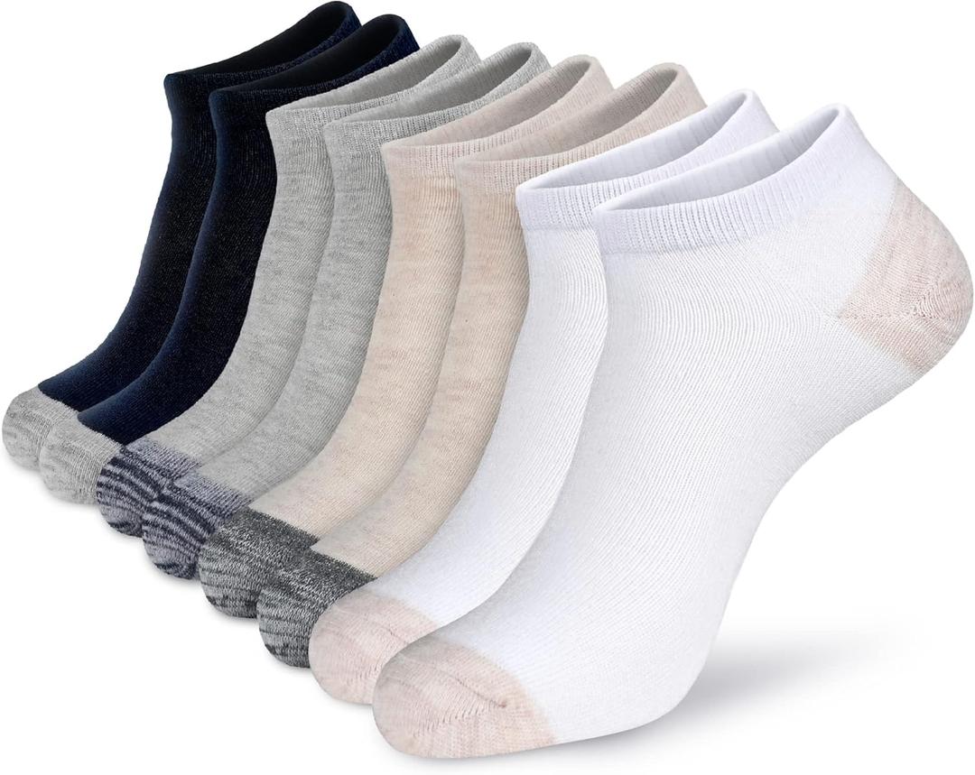 MONFOOT Men's/Women's Thin Cotton Low Cut Ankle Socks, Multipack, Large, 15 Multicolor (8 Pairs)