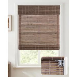 UNISHADES No Drill Cordless Bamboo Roman Shades, 28×48 in, Driftwood