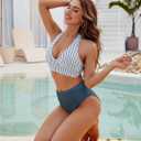 Blooming Jelly Womens Tummy Control Bathing Suits Modest High Waisted Bikini Sets Cute Halter 2 Piece Swim Suit 2026 (L)