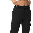 TBMPOY Women's Cargo Sweatpants Straight Leg High Waisted Wide Leg Athletic Pants Zipper Pockets Bottom Trendy Black M (Black, M)