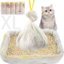 50 Count Litter Box Liners Jumbo 36" x 18" Tear Resistant Cat Litter Bags Liners 2.5MIL Thicken Drawstring Durable Cat Pan Liners Extra Large Kitty Litter Box Bag Disposable Pet litter Bags for Poop