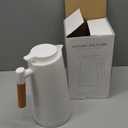 Baffect Thermal Carafe, 34oz Thermal Vacuum Carafe with Glass Liner and Wood Handle Insulated Coffee Carafe for Coffee Tea Hot or Cold Drinks(1 Liter, White)