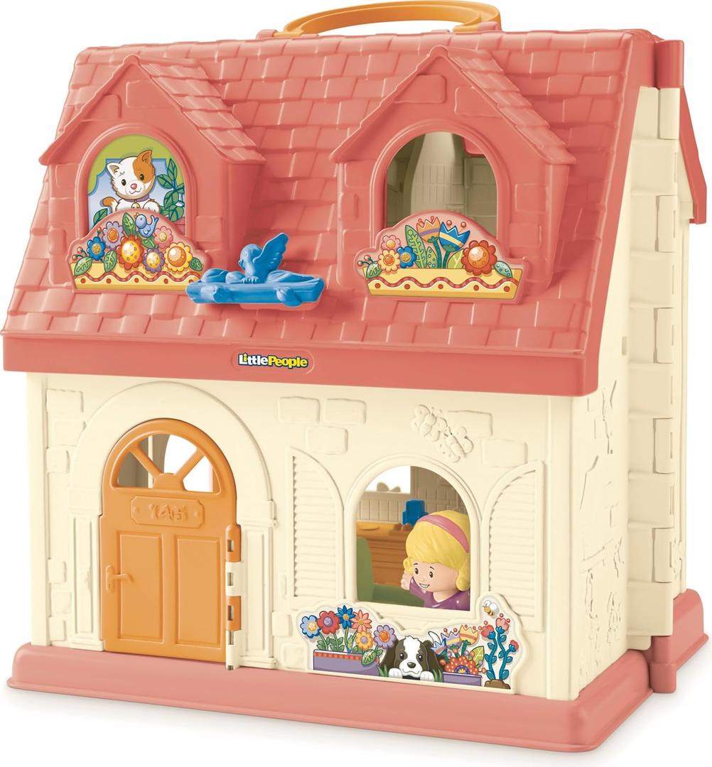 Fisher-Price Little People Toddler Toy Surprise & Sounds Home Musical Playhouse with Figures & Accessories for Pretend Play Kids Ages 1+ Years 