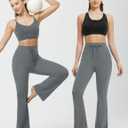 baleaf Womens Flare Leggings with Zipper Pockets Drawstring Flared Yoga Pants Bell Bottom Leggings Tummy Control, XS