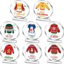 Misdary 8 Pcs Funny Ugly Sweater Gingerbread Christmas Acrylic Trophy Award 4 Inch Christmas Party Trophy Award Contest Prizes for Costume Contest Xmas Winner Holiday Party Supplies
