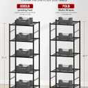 Sakugi Storage Shelves Organizer - 5 Tier Metal Shelf Organizer with Metal Wheels and Adjustable Leveling Feet, Heavy Duty Garage Shelving for Kitchen, Pantry and Closet, 18.1"x12.6"x58.7", Black, 18.1W x 12.6D x 58.7H