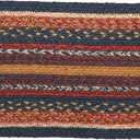 VHC Brands Stratton Primitive Stair Tread Blue Jute Striped Latex Backing Oval Floor Decor 8.5"x27"