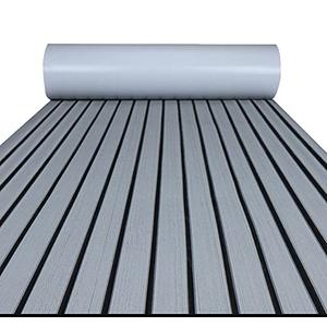 FOCEAN Boat Flooring EVA Foam Boat Decking Faux Teak Marine Flooring Marine Mat Sheet for Motorboat RV Yacht Kayak Surfboard, 94.5''x 15.7'', Grey with Black Lines