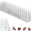 Touri Upgraded 24 Pack Bird Spikes, Covers 34 Feet(10.36m), Clear PVC Bird Deterrent Spikes Strips, Restrict Birds from Standing and Nesting, Keep Birds, Cats, Pigeons, and Other Animals Away