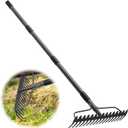 Rake, 17 Tines with 49 Inch Handle, 17 Inch Wide Heavy Duty Garden Thatch Leaf Rake for Raking Leaf Loosening Soil Gathering Mulch Leveling Rocks, Rustproof Metal Bow Rakes for Leaves Grass