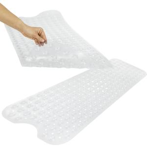 Vive Bathtub Mat for Bath & Shower Floors - Anti Non Slip Suction Rubber Skid Pad for Tub, Bathroom, Elderly, Kids - Eco-Friendly, Resistant Strong, Textured Rectangle Grip - Machine Washable (Clear)