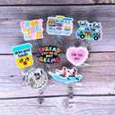YJ PREMIUMS 8PC Funny Cute Fun Badge Reel Holder ID Card Retractable Clip for Nurse Nurses Nursing Teacher Office Workers | Meme Its Fine Just My Face Job Descriptions Goose Bumps Gifts (Nurse)