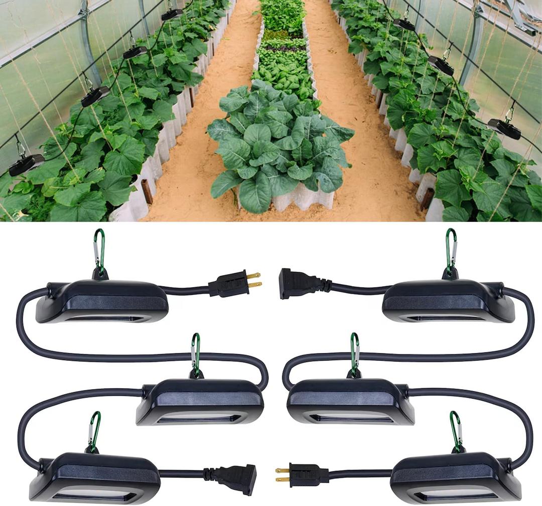 Owleye 12FT Outdoor Grow Lights LED String Plant Light, IP65 Waterproof, Full Spectrum, 120V, ETL Listed, 33.89 umol/ s, Linkable Grow Light for Greenhouse & Outdoor Garden & Raised Bed (3-Bulbs)-2 Set
