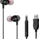 USB Earbuds with 8.2FT Extra Long Cord for Computer, in-Ear USB Headphone Headset with Mic Compatible with Laptop, Desktop PC, Notebook & Chromebook, Noise-isolation & Lightweight, CGS-W7
