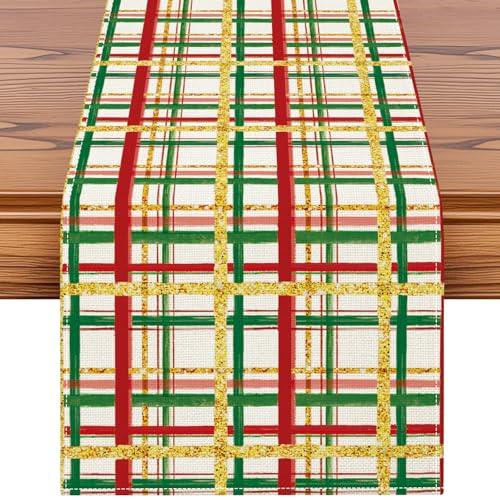 Artscope Buffalo Plaid Christmas Table Runner, Xmas Winter Holiday Kitchen Dining Table Decoration for Christmas Home Party Decor 13x120 Inch-Beige, Artscope Merry Christmas Santa Claus Table Runner, Xmas Winter Snowflakes Holiday Kitchen Dining Tabl