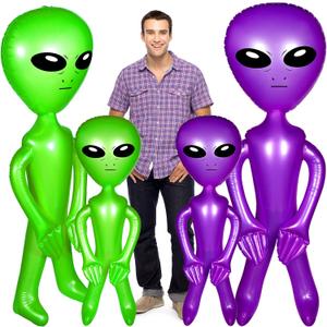 Zhanmai 4 Pcs 63/35 Inch Halloween Giant Alien Inflatable Jumbo Blow up Green Alien for Halloween Party Photo Prep Decor Theme Birthday Party Favors(Green, Purple)