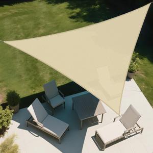 Sun Shade Sail 20' x 20' x 20' Triangle Canopy Awning Fabric Cloth Screen UV Block Heavy Duty Commercial Grade Outdoor Patio Carport (Beige)