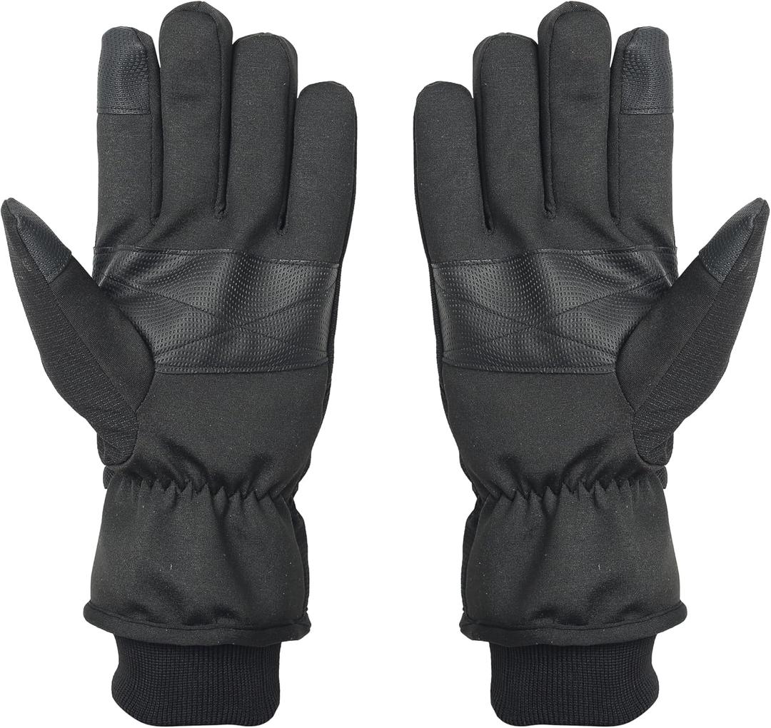 Heat Logic Thermal Winter Gloves, Touchscreen Compatible with Fleece Lining For Cold Weather, Water-Resistant Hiking Gloves (Large-X-Large, Black - With Extended Gauntlet Cuff)