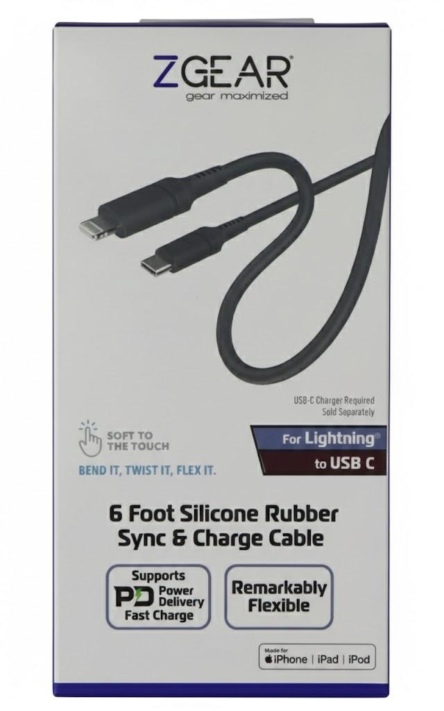 ZGEAR 6FT Silicone USB-C to 8-pin Cable - Gray