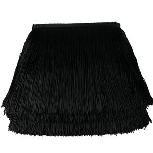 HEARTWISH Fringe Trim Lace Polyerter Fibre Tassel 6 inch Wide 10 Yards Long for Clothes Accessories and Latin Wedding Dress and DIY Lamp Shade Decoration Black White Red (Black)