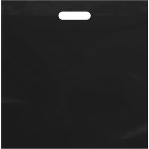 Purple Q Crafts Large Plastic Bag with Die Cut Handle Bag 18"x18" Black Plastic Merchandise Bags 50 Pack for Retail, Gifts, Trade Show and More