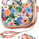 Coralogo for AirPods 4 Case with Safety Lock - Cute Cartoon for Women Girls Fashion Stylish Blue Flower Pattern Design Kawaii Girly Girlish Hard Protective Cover for AirPods 4th Generation 2024