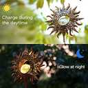 Solar Wind Chimes, Sun Wind Chime Outdoor Clearance w/Glowing Crackle Glass LED Unique Wind Bells for Outside Waterproof Chimes, Gifts for Her/Him (42" Long Metal Chimes)