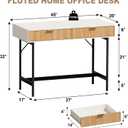 INNOD 45 Inch White Desk with Drawers, Small Writing Desks for Bedroom, Fluted Cute Desk with Storage for Vanity, Wood Computer Table for Living Room Small Spaces Home Office Study, 43x19.7x30 inches