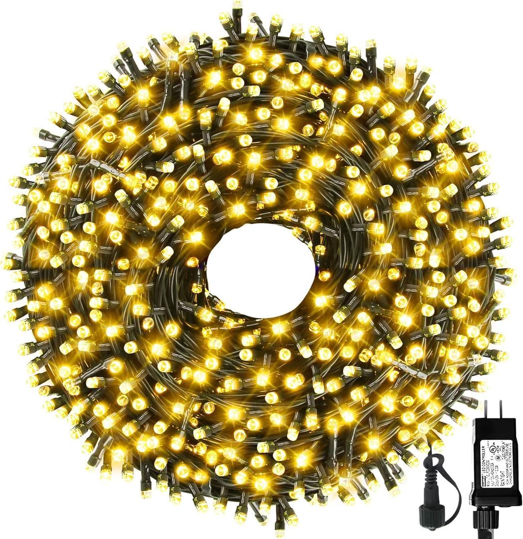 105FT 300LEDs Christmas Lights Outdoor Indoor 8 Modes for Christmas Tree Party Decoration, 100% UL Listed (Warm White)