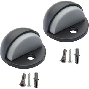 QCAA Low Dome Floor Door Stop, H 25.4 x Diameter 44.5mm, Zinc Die Cast, ORB Oil Rubbed Bronze, Powder Coated, Made in Taiwan, 2 Pack