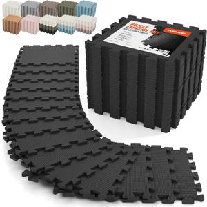 AIRHOP 18 PCS Gym Floor Mat, EVA Foam Puzzle Gym Mat, High-Density Interlocking Foam Floor Tiles for Home Gym, Play Workout Garage Kitchen Flooring 12.6"x12.6"x0.4"