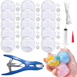 15pcs DIY Squishy Stress Ball Making Kit Blank Skins with Air Pump & Expander Tool, Make Your Own Transparent Fidget Pressure Balls for Adults