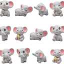Pinenjoy 12Pcs Mini Elephant Figurines Miniature Resin Elephants Figures Cute Cake Toppers for DIY Micro Moss Landscapes Terrarium Fairy Garden Party Decorations