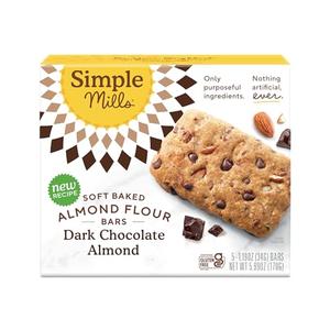 Simple Mills Soft Baked Dark Chocolate Almond Flour Bars, 6 PACK  1.19 oz each