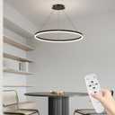 23.6in Modern Pendant Lights, Acrylic Anti Flicker Pendant Lamp with Remote Control LED Dimmable 3 Color Mode & Brightness (Warm & Cool & Neutral Light) Ceiling Lamp for Kitchen,Chandelier Black