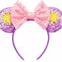 RAZKO Mouse Ears Headband, Sequin Rapunzel Mice Ears Hairband Mouse Hair Acessoreis for Women Girls (Sun Flower)