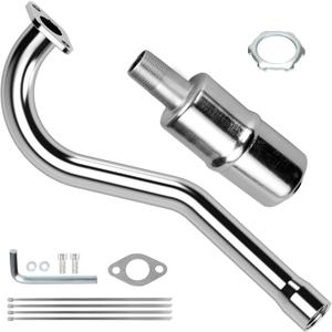 Central Long Mini Bike Exhaust Header Pipe with Muffler Kit Replacement for Coleman CT100U GMB100 98cc 99cc Mini Bike 154F 3.0HP Predator 79cc 3HP Engine GPS Rascal 98 Lite Minibike Parts